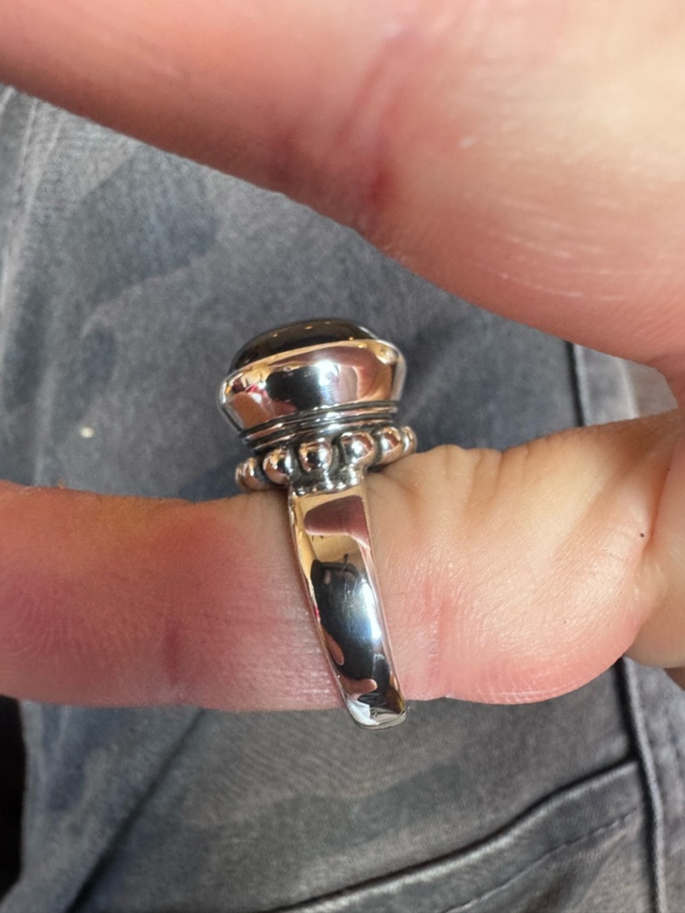 Used James Avery Silver Ring with Black Cabochon Stone retired - Picture 4 of 9